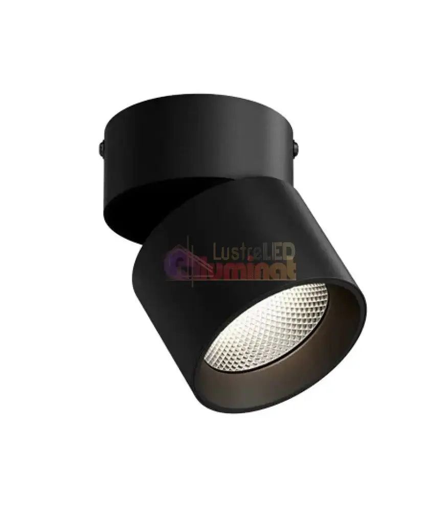 Spot LED Cilindric Aplicat Orientabil Negru 10W Lumina Calda lustreled.ro
