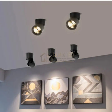 Spot LED Cilindric Aplicat Orientabil Negru 10W Lumina Calda