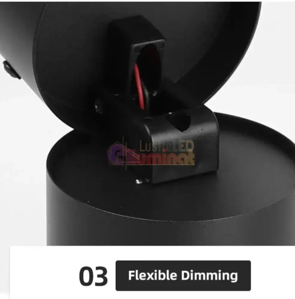 Spot LED Cilindric Aplicat Orientabil Negru 10W Lumina Neutra lustreled.ro
