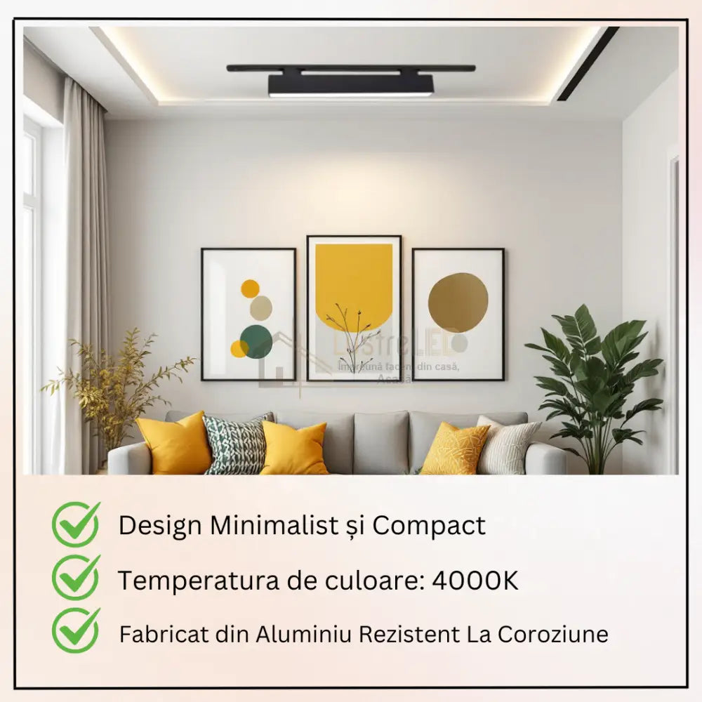 Spot LED 25W Pe Sina 5075-0.6m NEAGRA / SPOT LED APLICAT led ceiling light