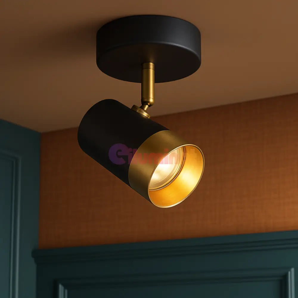 Spot Reglabil Negru + Auriu Exquisite 1xGU10