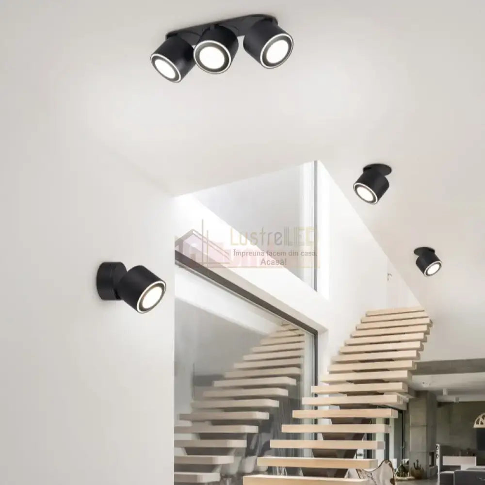 Spot LED Premium Aplicat Orientabil Dreptunghiular 3x450lm Negru 3 Moduri de Iluminare led ceiling light