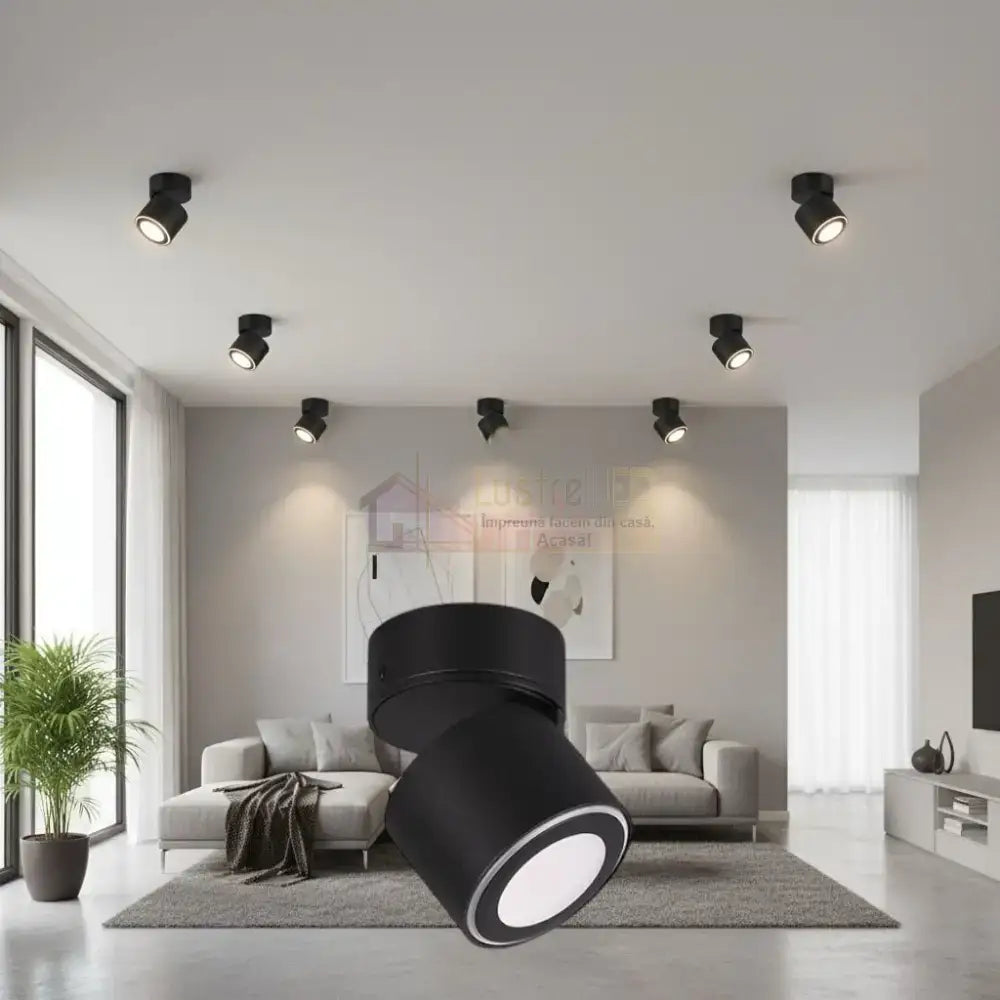 Spot LED Premium Aplicat Orientabil Rotund Negru 3 Moduri de Iluminare led ceiling light