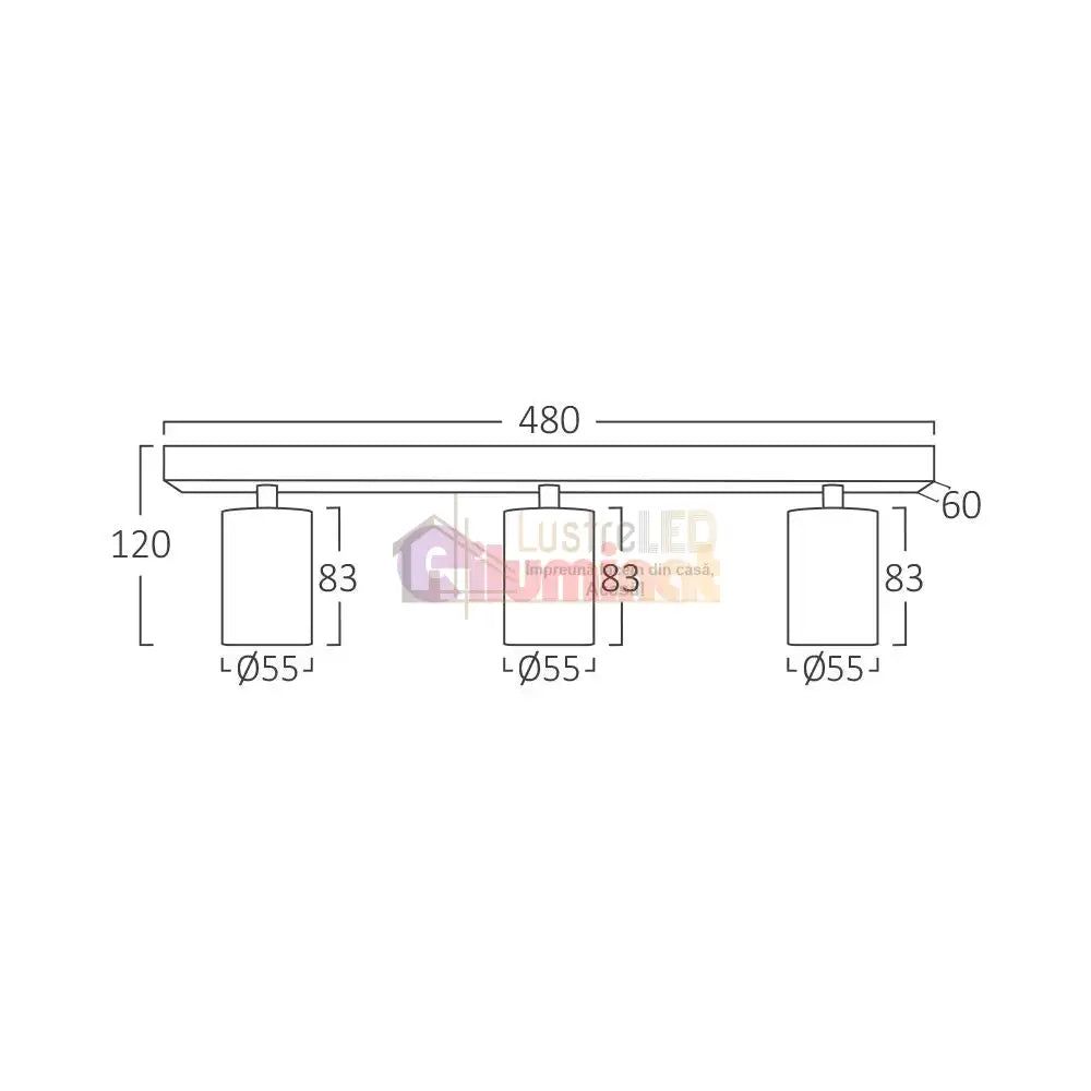 Spot pe Sina Reglabil WHITE 3xGU10 BH04-00830 lustreled.ro