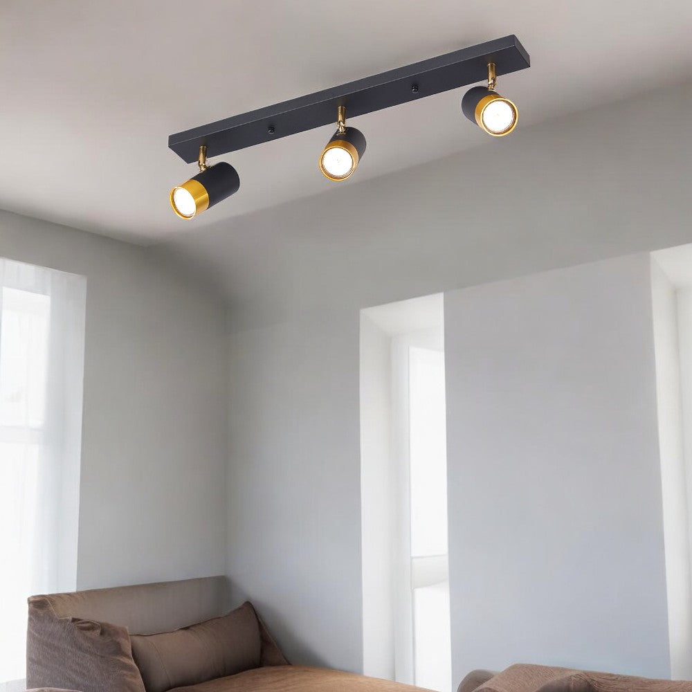 Spot pe Sina Reglabil Negru + Auriu Exquisite 3xGU10
