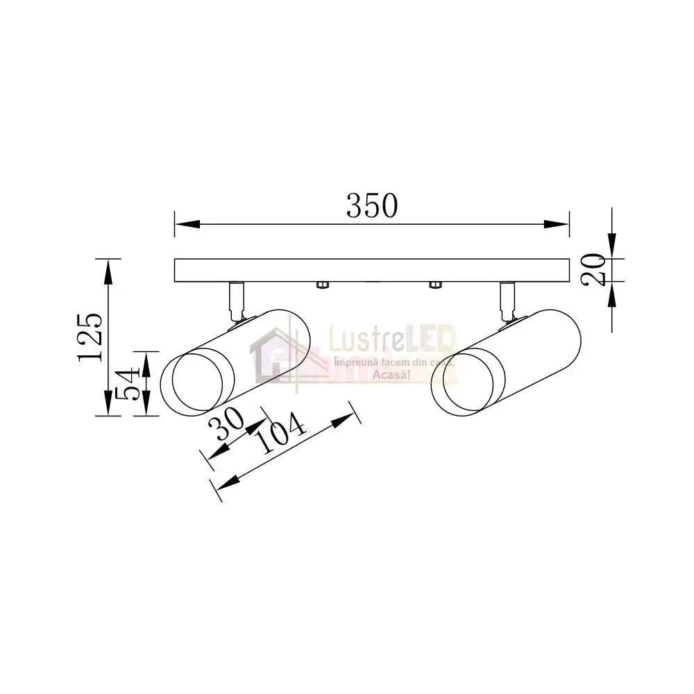 Spot Pe Sina Reglabil Negru + Auriu Exquisite 2Xgu10 Led Ceiling Light