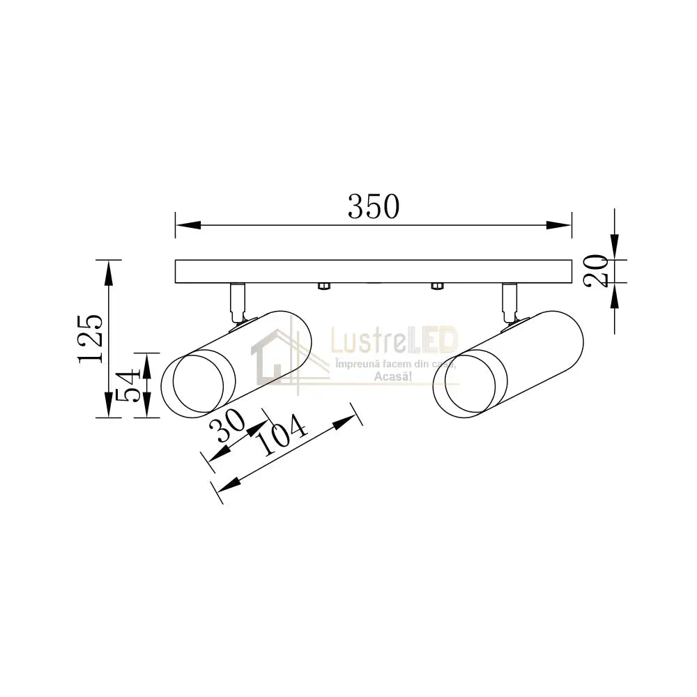 Spot Pe Sina Reglabil Negru + Auriu Exquisite 2Xgu10 Led Ceiling Light