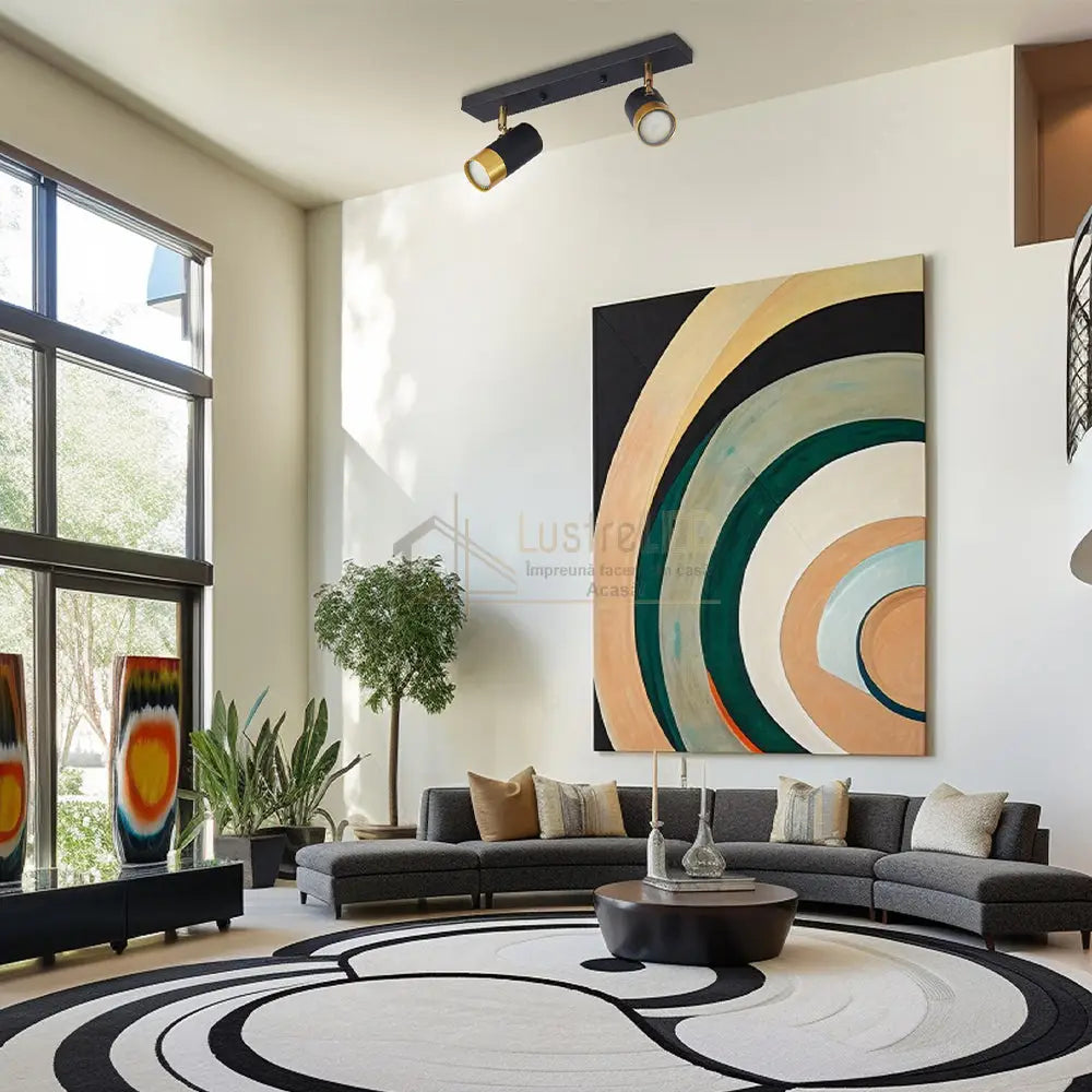 Spot Pe Sina Reglabil Negru + Auriu Exquisite 2Xgu10 Led Ceiling Light