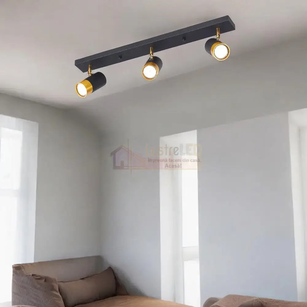 Spot Pe Sina Reglabil Negru + Auriu Exquisite 3Xgu10 Led Ceiling Light