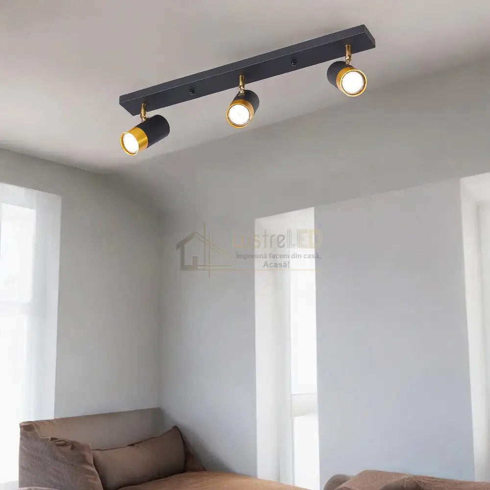 Spot Pe Sina Reglabil Negru + Auriu Exquisite 3Xgu10 Led Ceiling Light