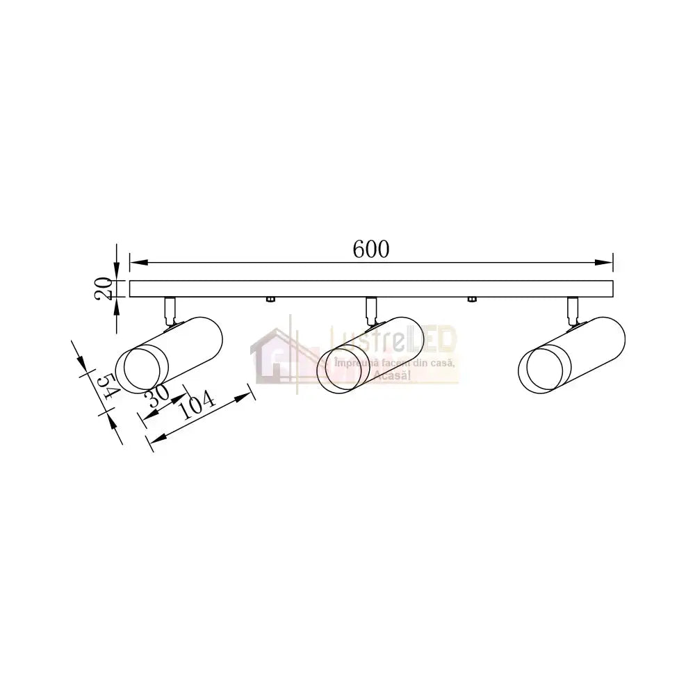 Spot Pe Sina Reglabil Negru + Auriu Exquisite 3Xgu10 Led Ceiling Light