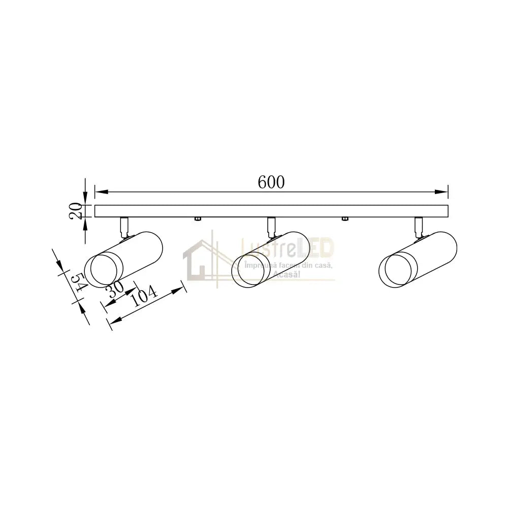 Spot Pe Sina Reglabil Negru + Auriu Exquisite 3Xgu10 Led Ceiling Light