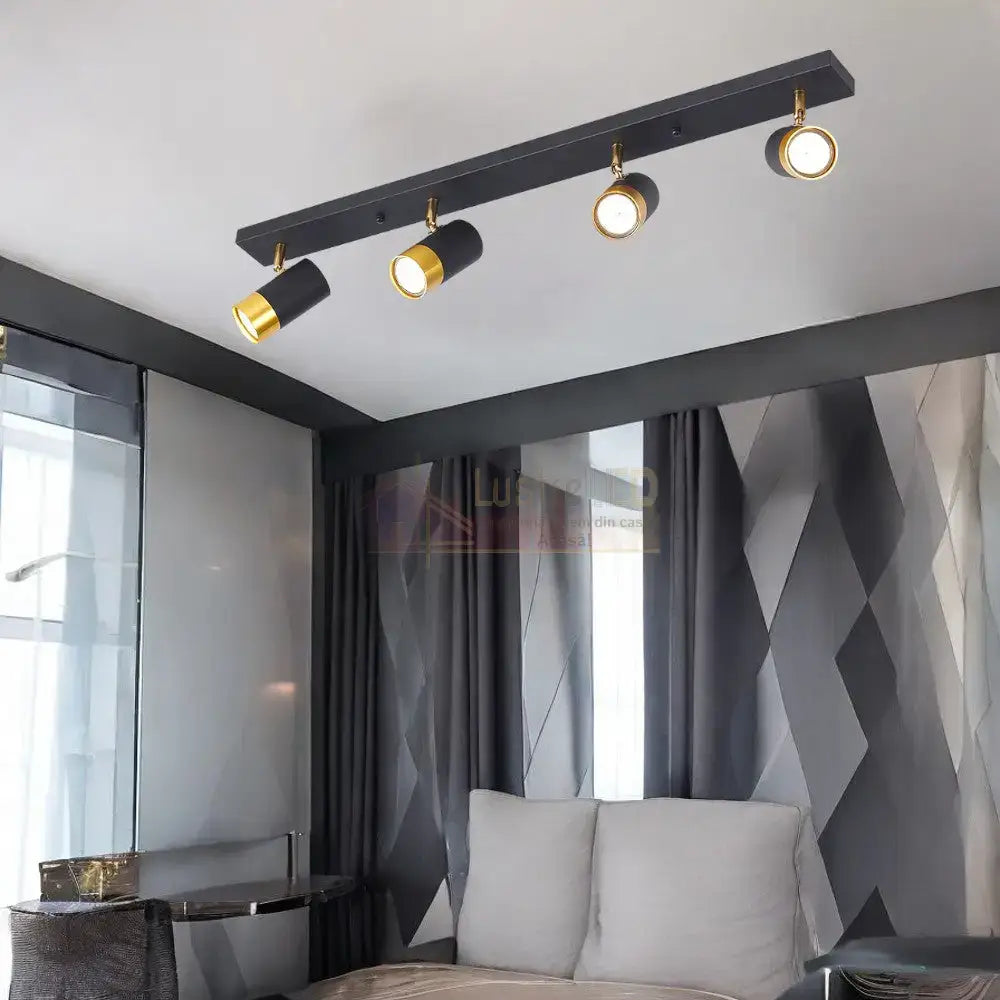 Spot Pe Sina Reglabil Negru + Auriu Exquisite 4Xgu10 Led Ceiling Light