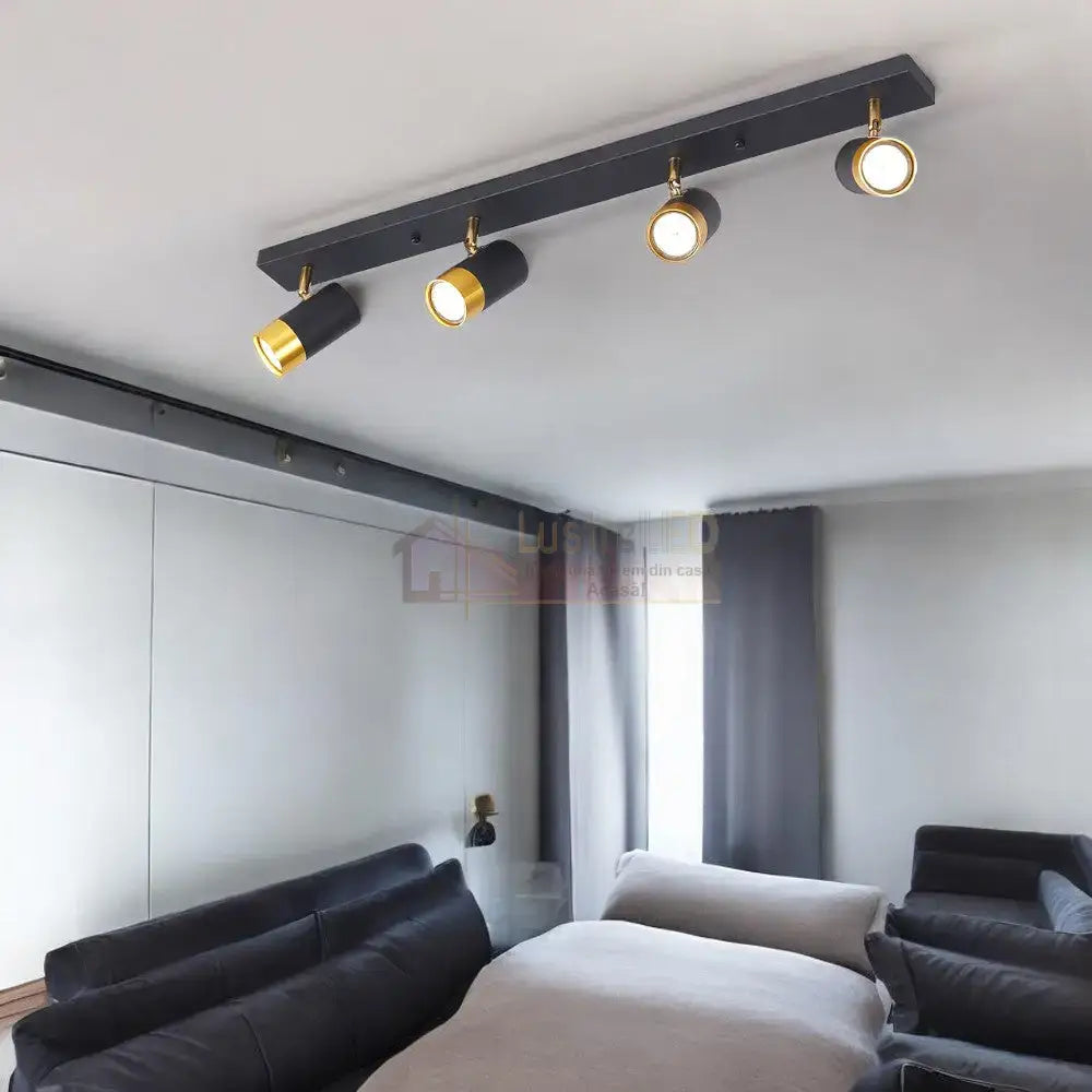 Spot Pe Sina Reglabil Negru + Auriu Exquisite 4Xgu10 Led Ceiling Light