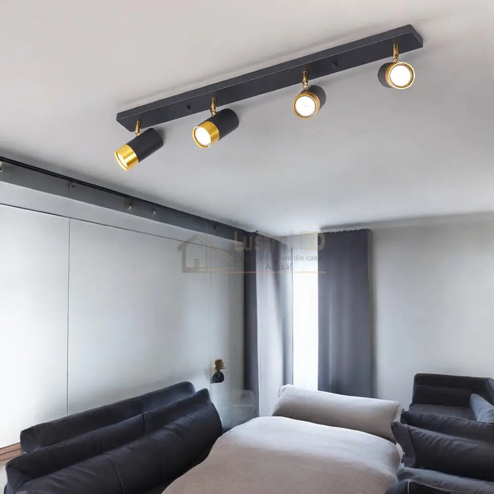 Spot Pe Sina Reglabil Negru + Auriu Exquisite 4Xgu10 Led Ceiling Light