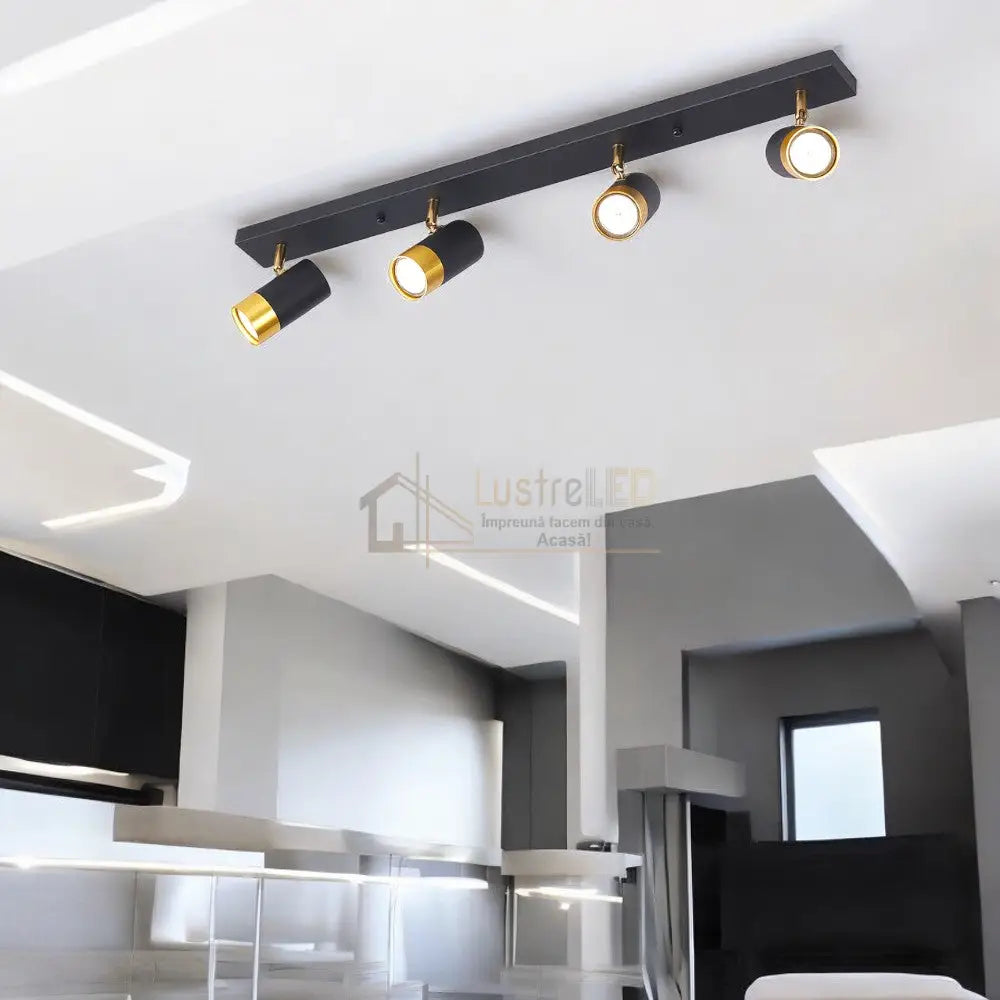 Spot Pe Sina Reglabil Negru + Auriu Exquisite 4Xgu10 Led Ceiling Light