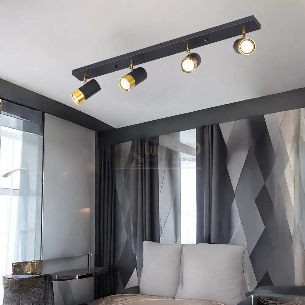 Spot Pe Sina Reglabil Negru + Auriu Exquisite 4Xgu10 Led Ceiling Light