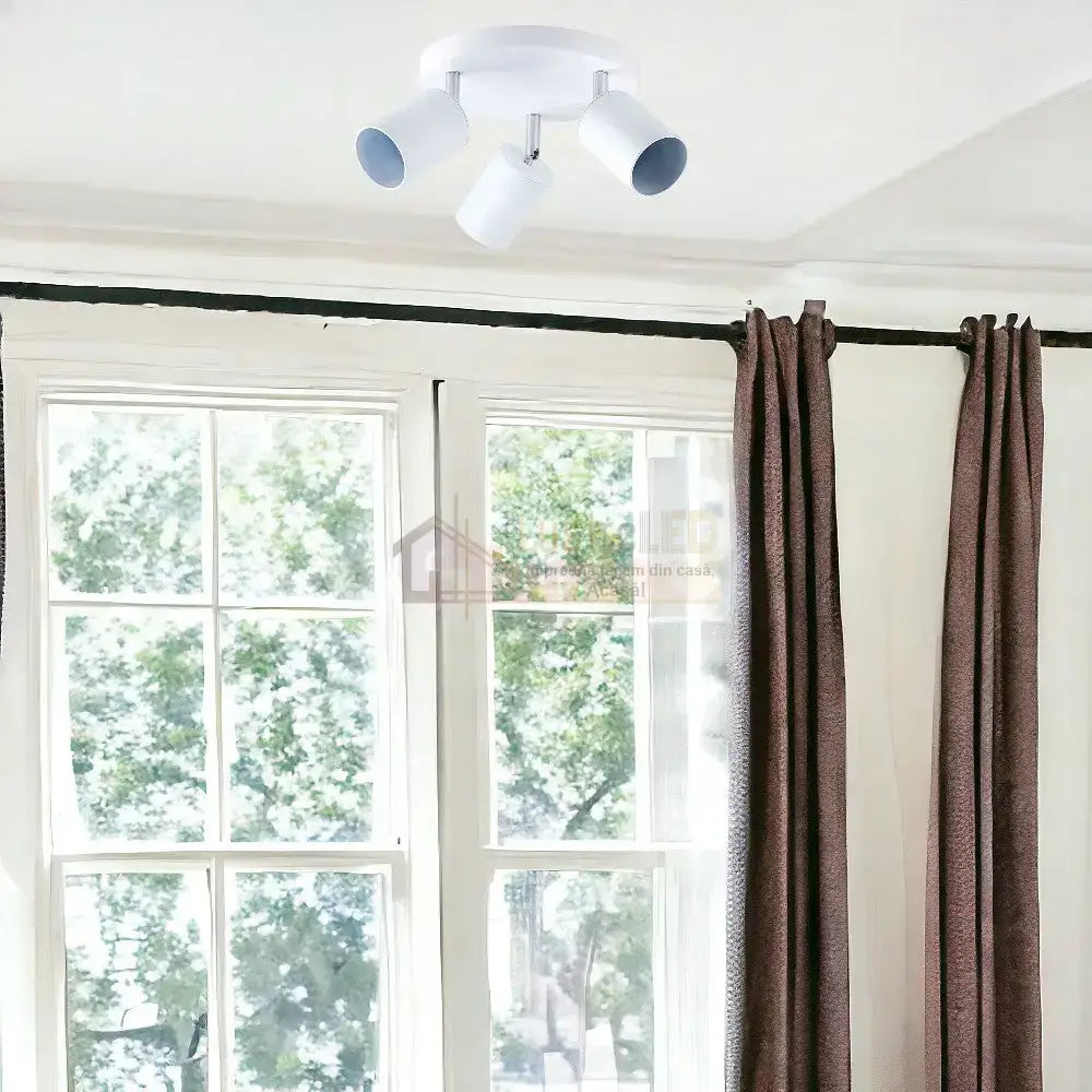 Spot Reglabil Alb 3Xgu10 Cu Suport Rotund Led Ceiling Light