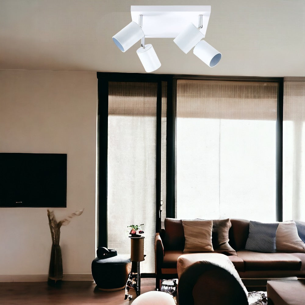 Spot Reglabil Alb 4xGU10 cu Suport Patrat