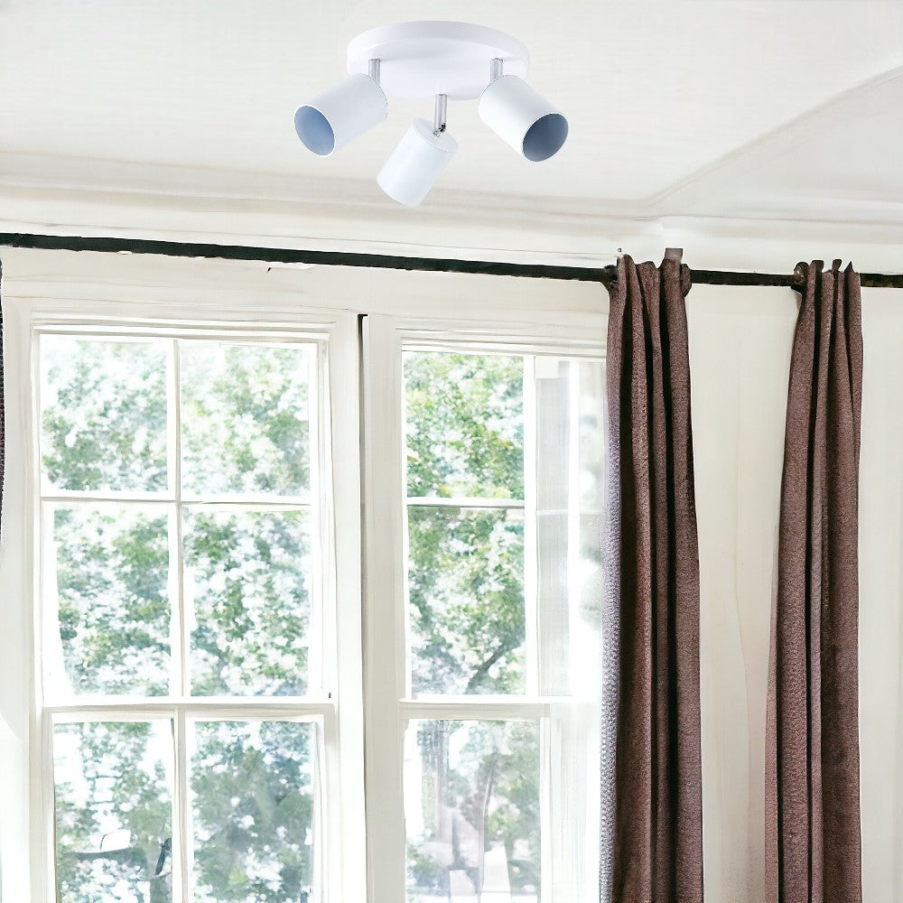 Spot Reglabil Alb 3xGU10 cu Suport Rotund