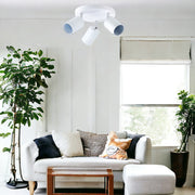 Spot Reglabil Alb 3xGU10 cu Suport Rotund