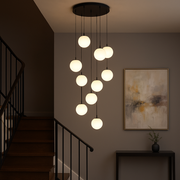 Lustra Abajur Mat Black LUXURY Staircaise 12 Abajururi 200CM