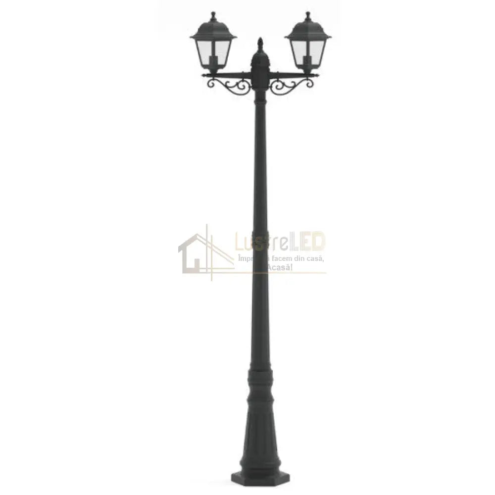 Stalp De Gradina Tip Felinar Negru 2xE27 220CM STALP ORNAMENTAL GARDEN POLE