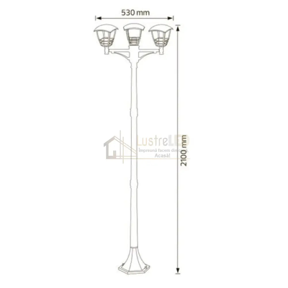 Stalp De Gradina Nar 3 Becuri 210Cm Garden Pole