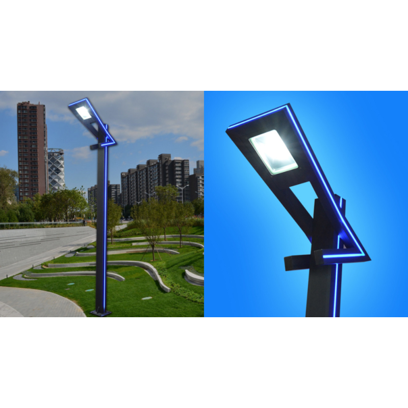 Stalp Iluminat Stradal 50W Alb Natural + Albastru 3m