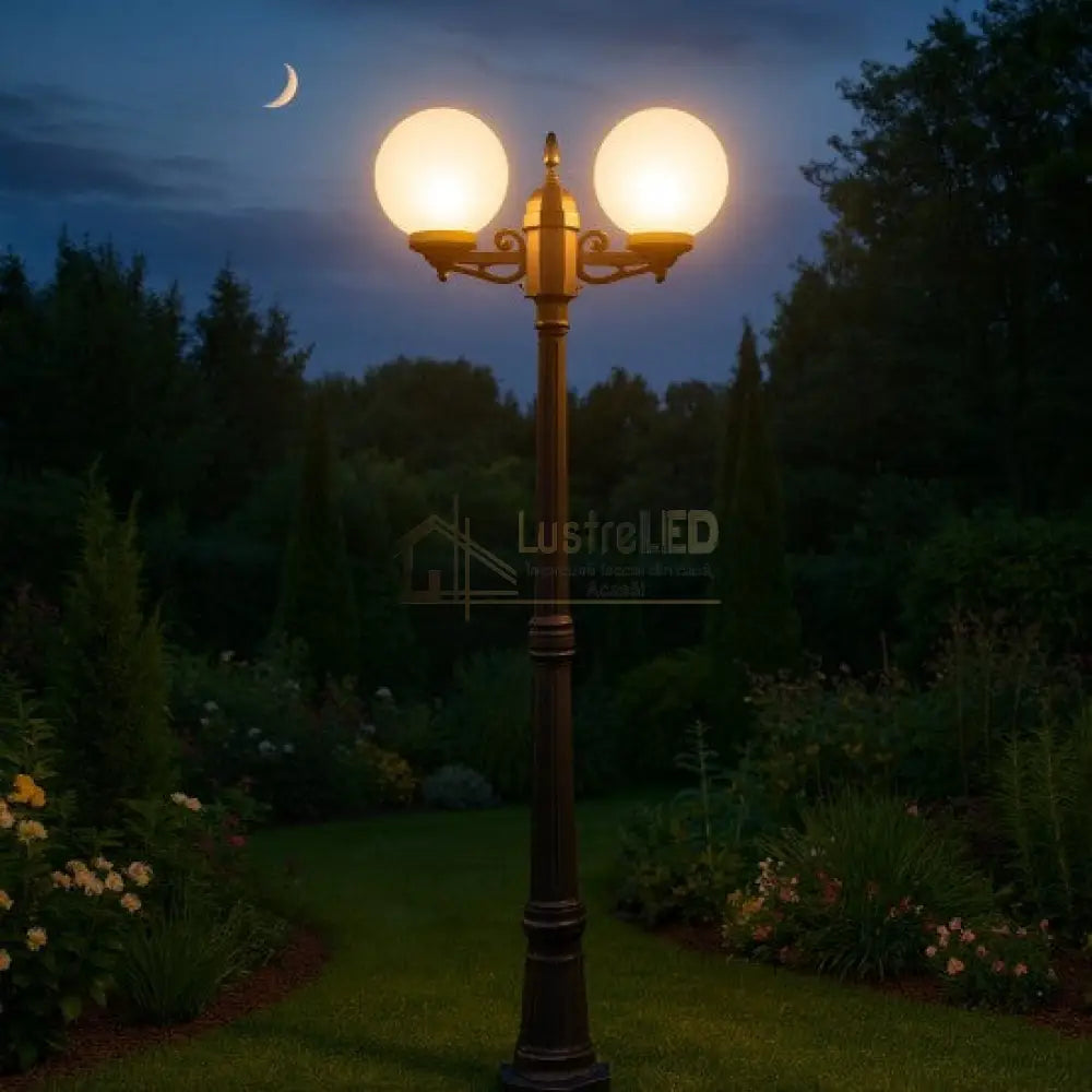 Stalp De Gradina Negru 2 Brate 40W 220CM STALP ORNAMENTAL / NEAGRA GARDEN POLE