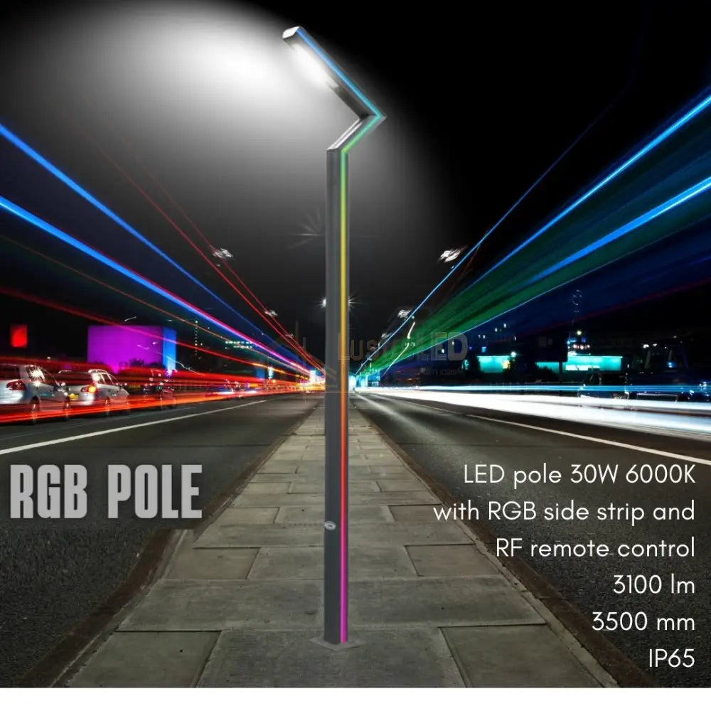 Stalp Iluminat Stradal 30W Rgb Telecomanda 3.5M Garden Pole