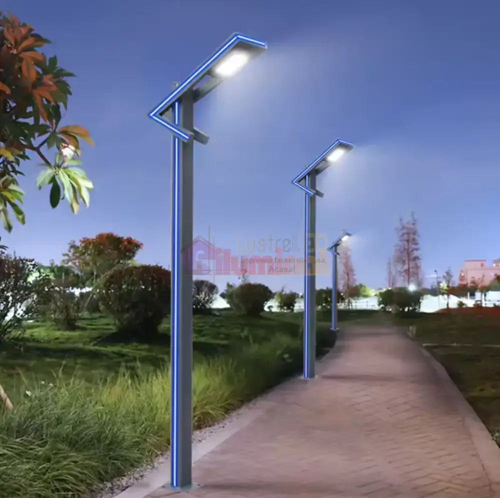Stalp Iluminat Stradal 50W Alb Natural + Albastru 3m lustreled.ro