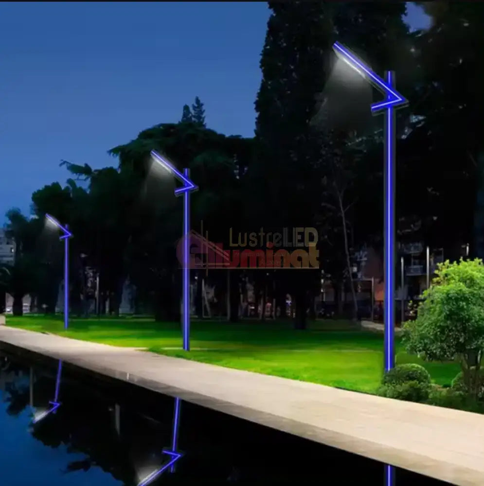 Stalp Iluminat Stradal 50W Alb Natural + Albastru 3m lustreled.ro