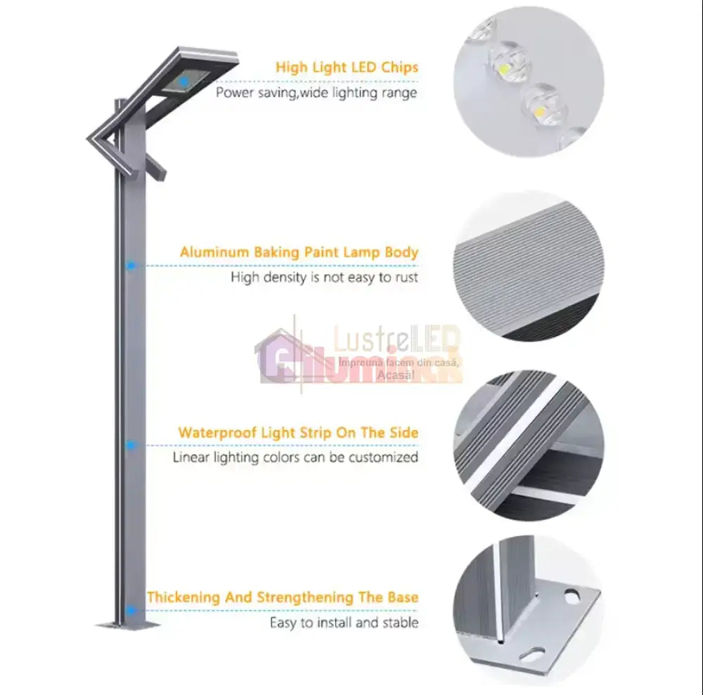 Stalp Iluminat Stradal 50W Alb Natural + Albastru 3m lustreled.ro