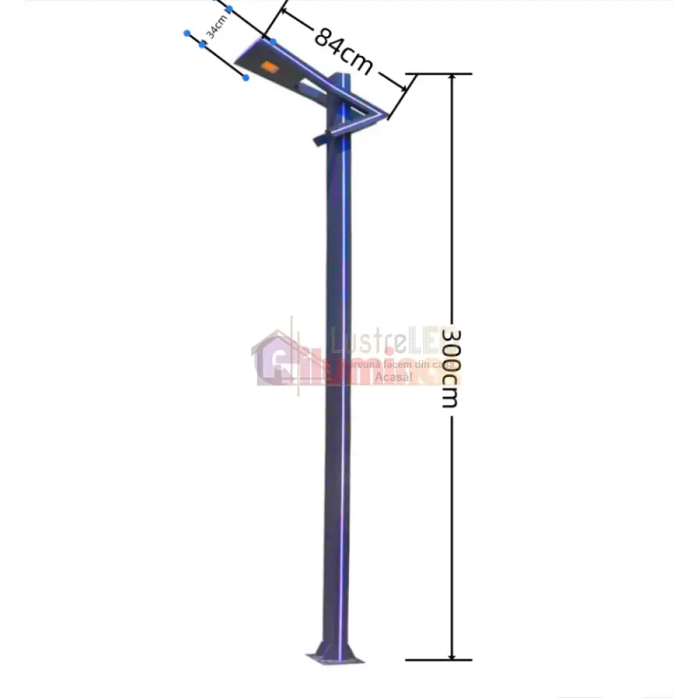 Stalp Iluminat Stradal 50W Alb Natural + Albastru 3m lustreled.ro