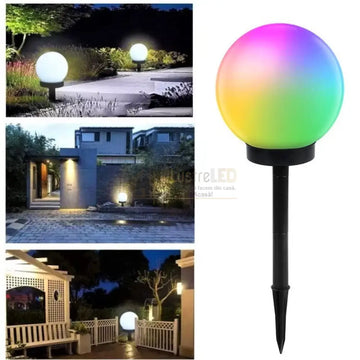 Stalp Led Gradina Rgb Glob Cu Incarcare Solara Solar Lamp