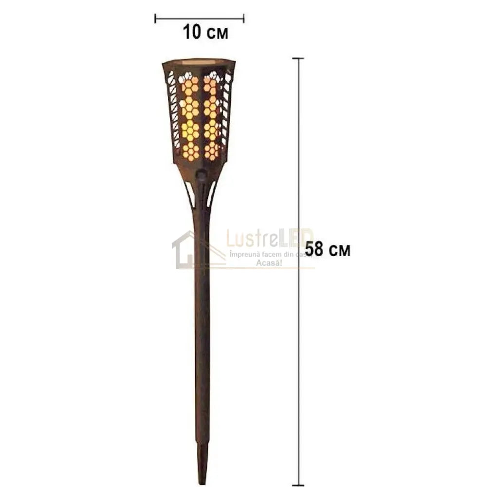Stalp Led Gradina Torta Cu Incarcare Solara Fakla Solar Lamp