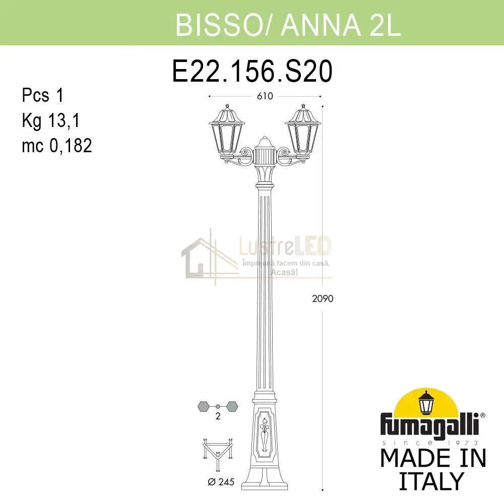 Stalp Ornamental 2 Metri Echipat Cu Felinare Anna Fumagalli Garden Pole