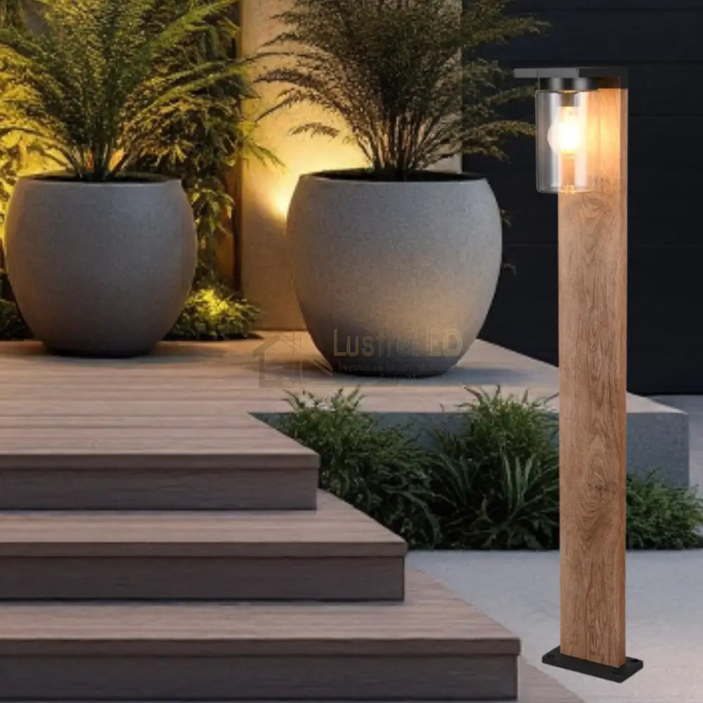 Stalp Ornamental cu Senzor Finisaj Lemn 100CM STALP ORNAMENTAL GARDEN POLE