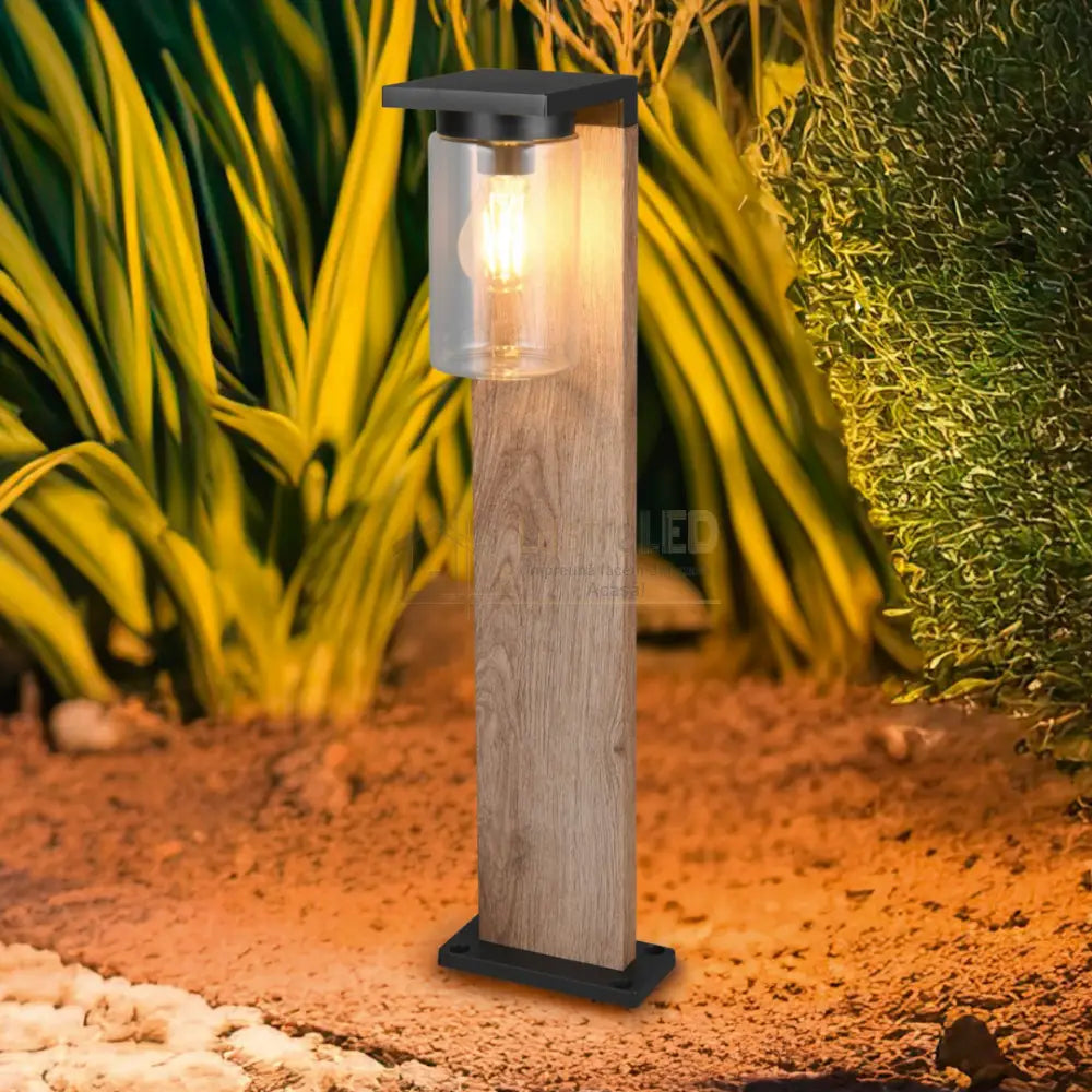Stalp Ornamental cu Senzor Finisaj Stil Lemn 65CM STALP ORNAMENTAL GARDEN POLE
