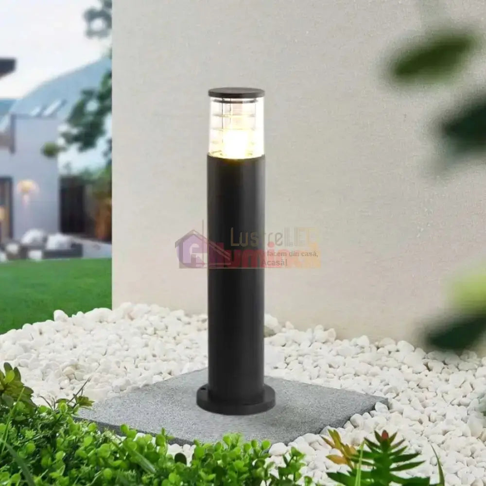 Stalp Ornamental De Gradina 80CM 1XE27 Cylinder Negru lustreled.ro