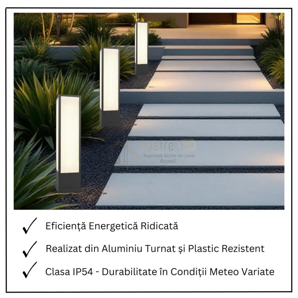 Stalp Ornamental De Gradina LED 15W 60CM FUERTE STALP ORNAMENTAL / NEGRU GARDEN POLE