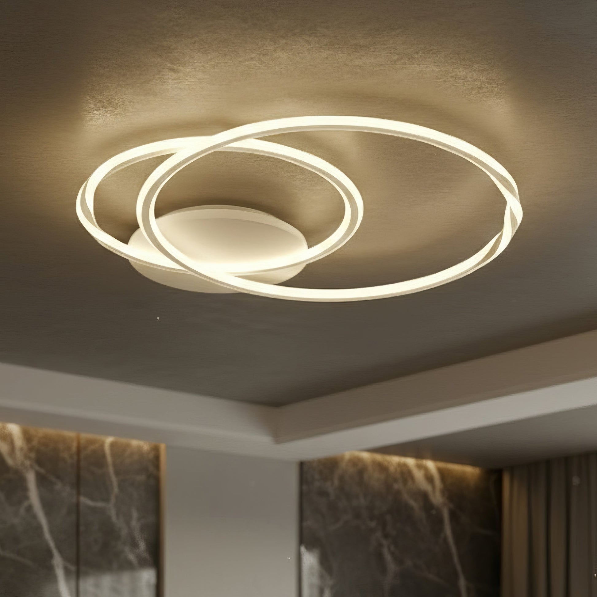 Lustra LED 2 WHITE CIRCLE Echivalent 600W Telecomanda