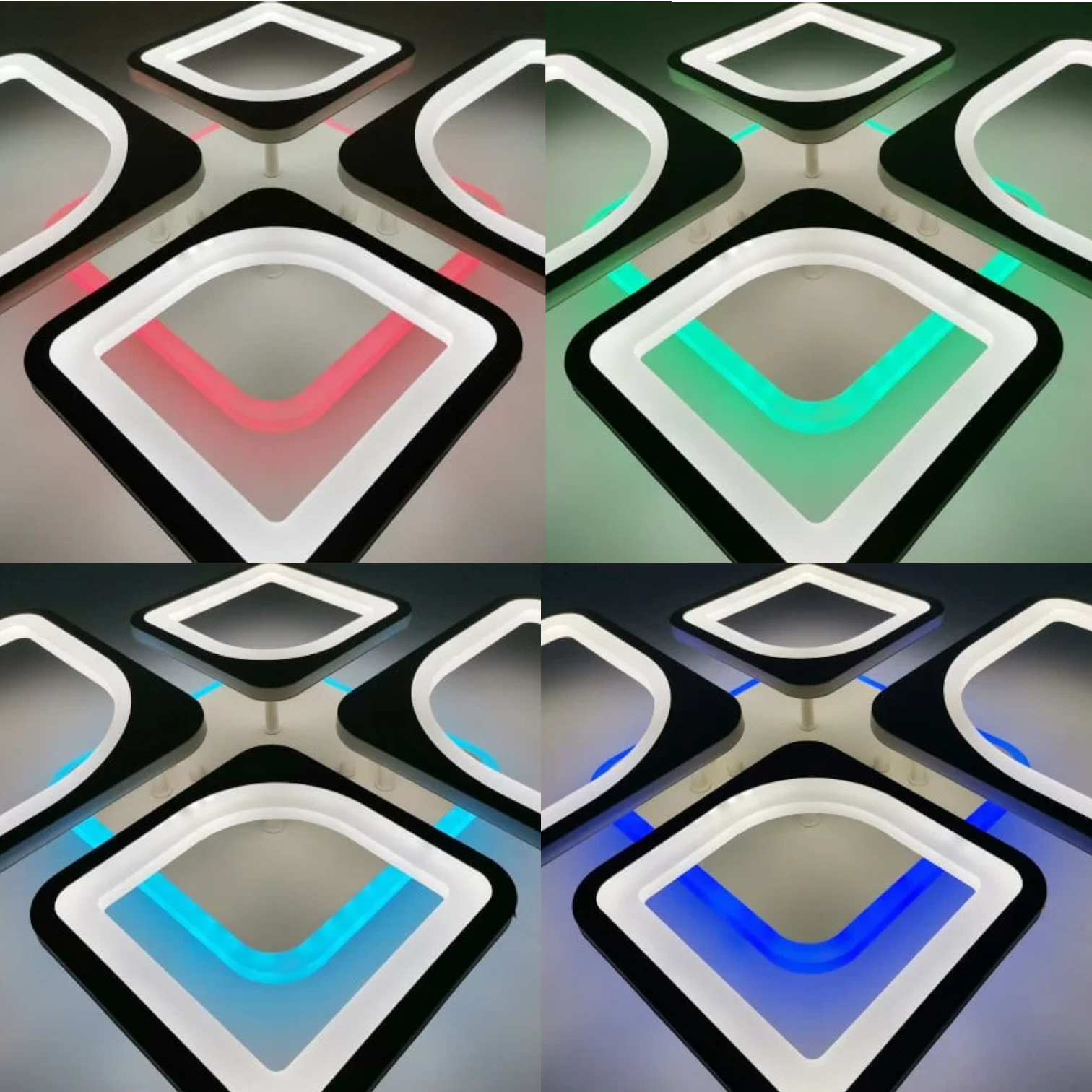 Lustra LED 4 Square VENOX White RGB Echivalent 300W Telecomanda