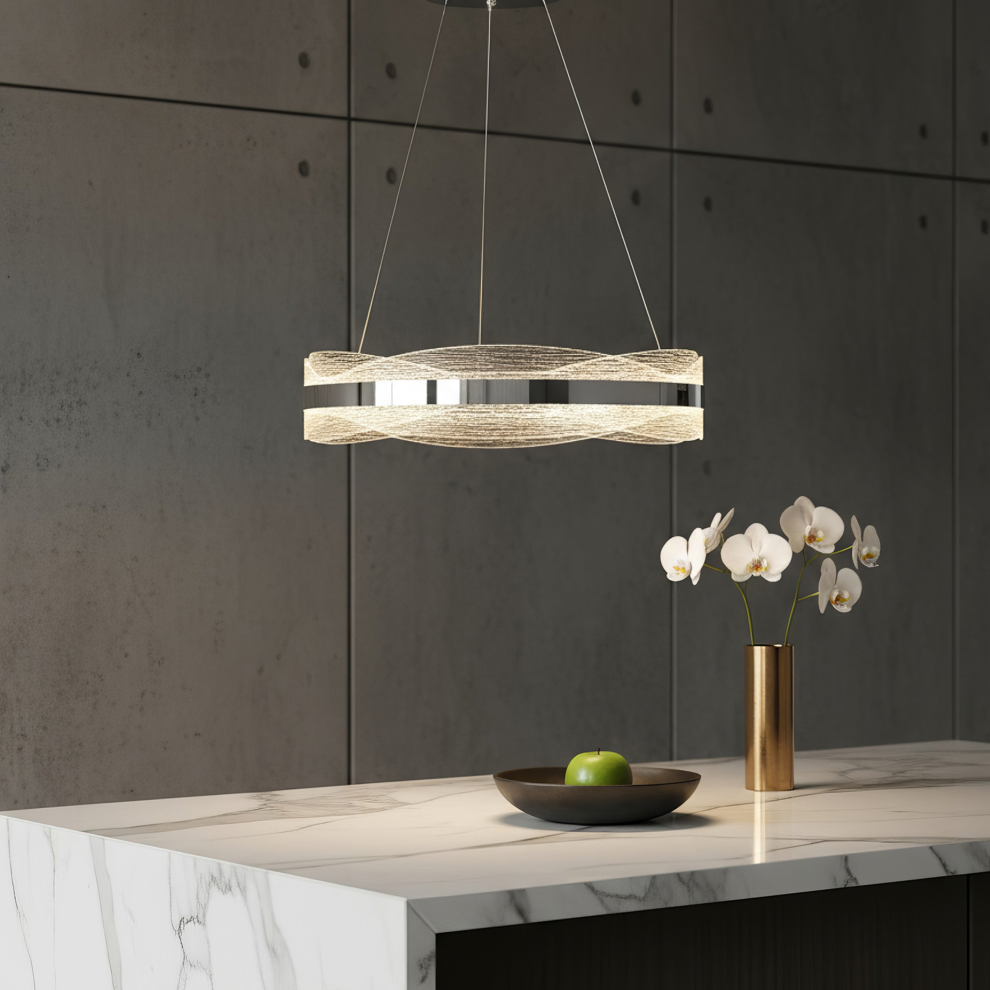 Lustra LED Suspendata ENYA Crom Telecomanda