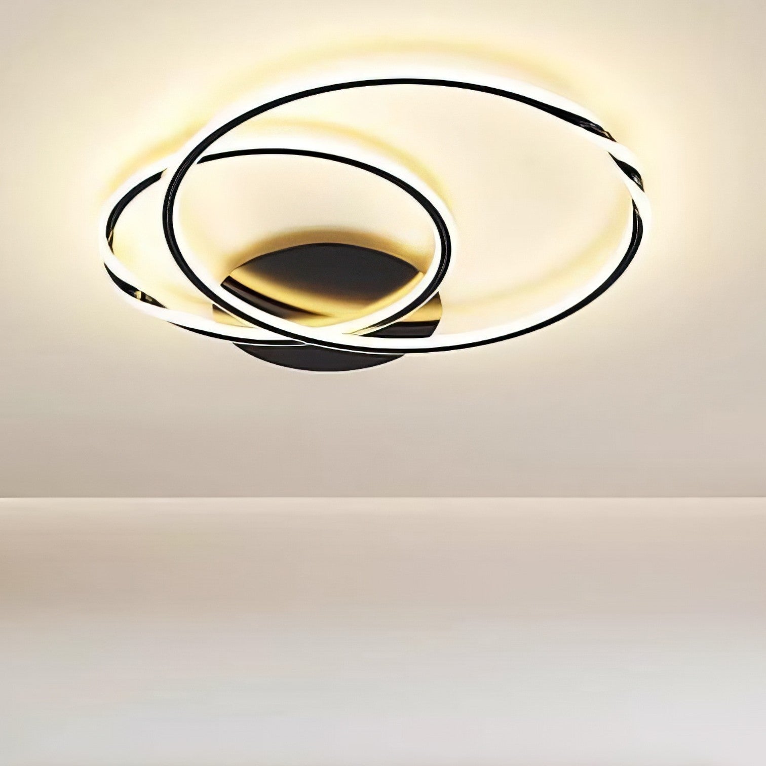 Lustra LED 2 BLACK CIRCLE Echivalent 600W Telecomanda