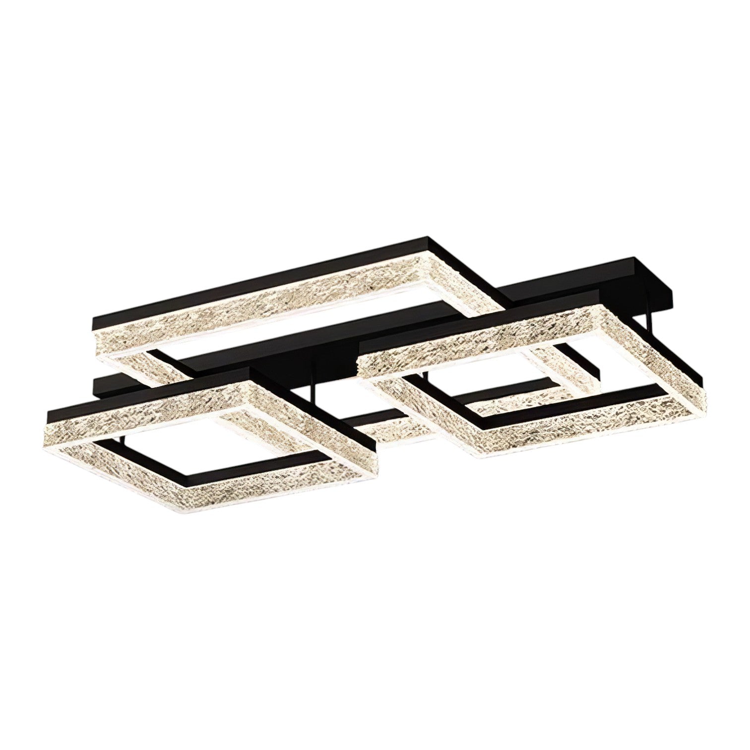 Lustra LED Three Square SAARI Black Echivalent 500W Telecomanda