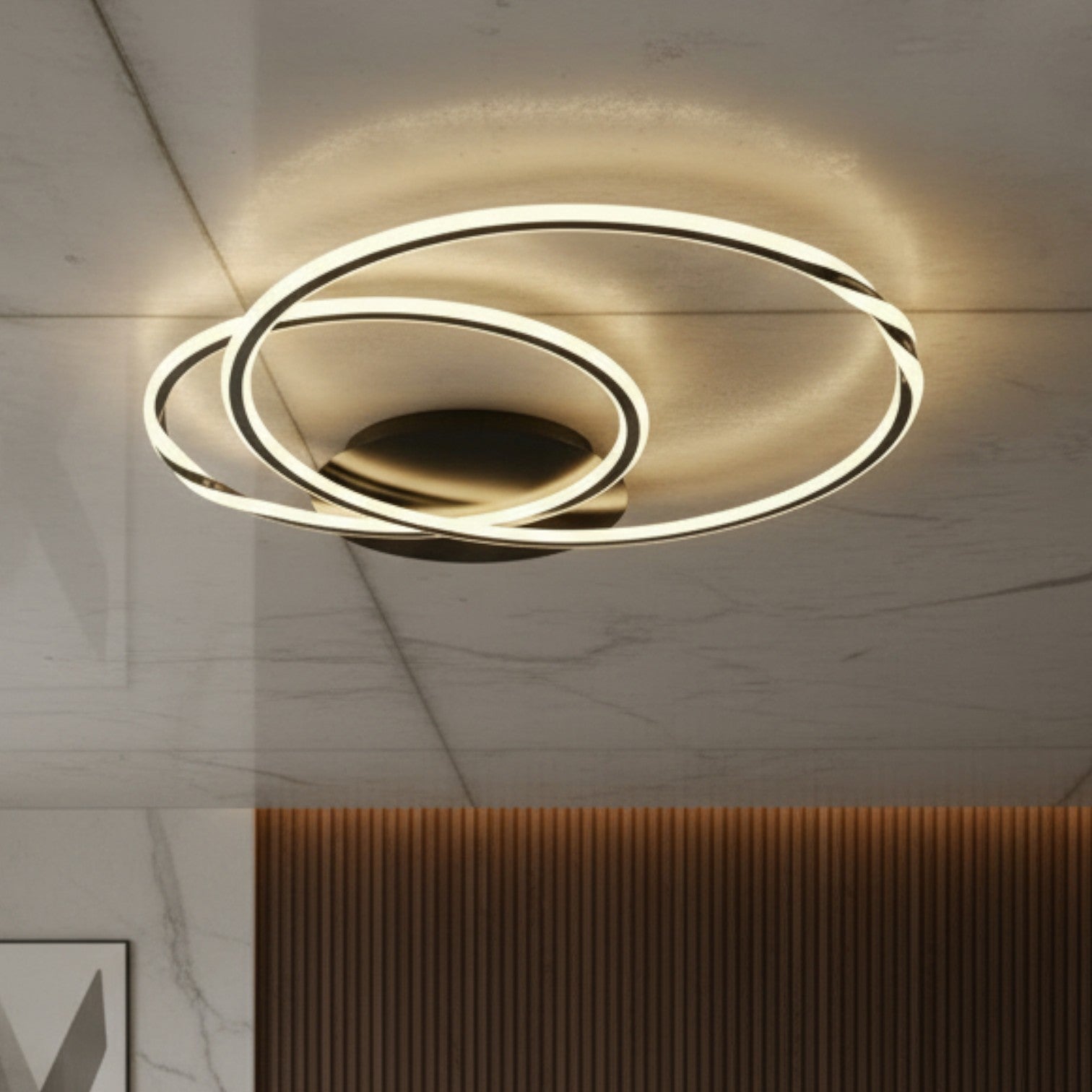 Lustra LED 2 BLACK CIRCLE Echivalent 600W Telecomanda