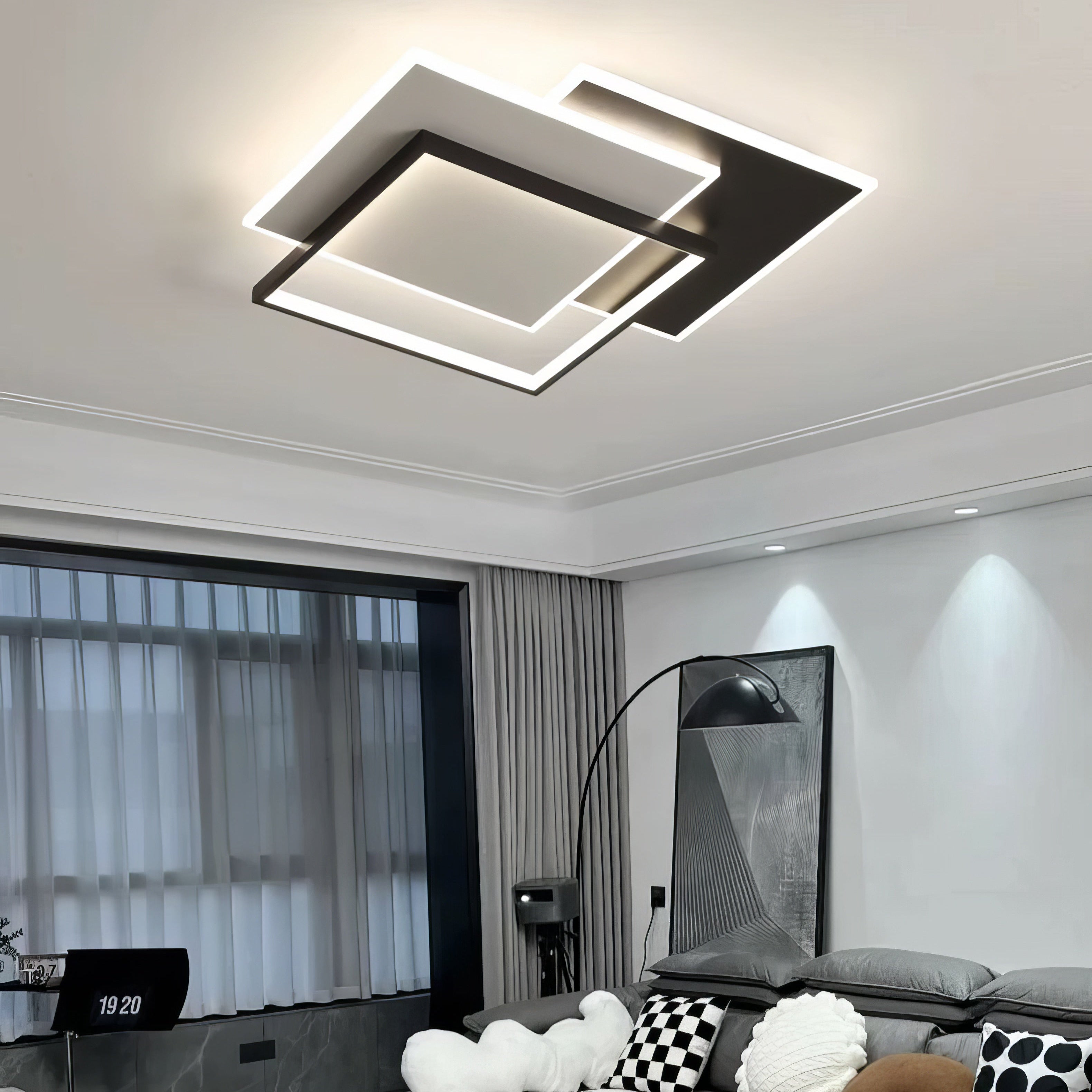 Lustra LED 3 Square RION Black Echivalent 600W Telecomanda