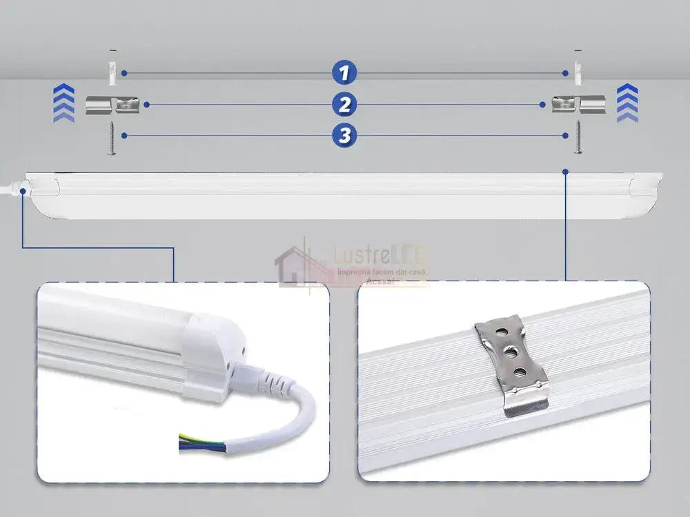 Tub Led T8 Transparent Suport Inclus 60Cm 8W Interconectabil